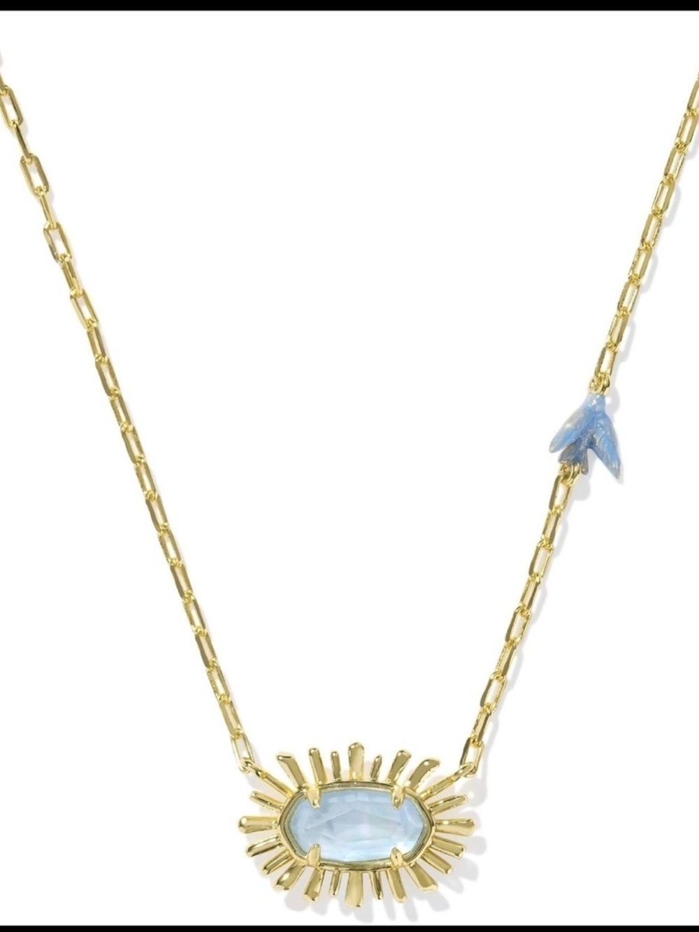 Kendra Scott Gold-Plated Necklace with Light Blue Crystal Sunburst
Pendant